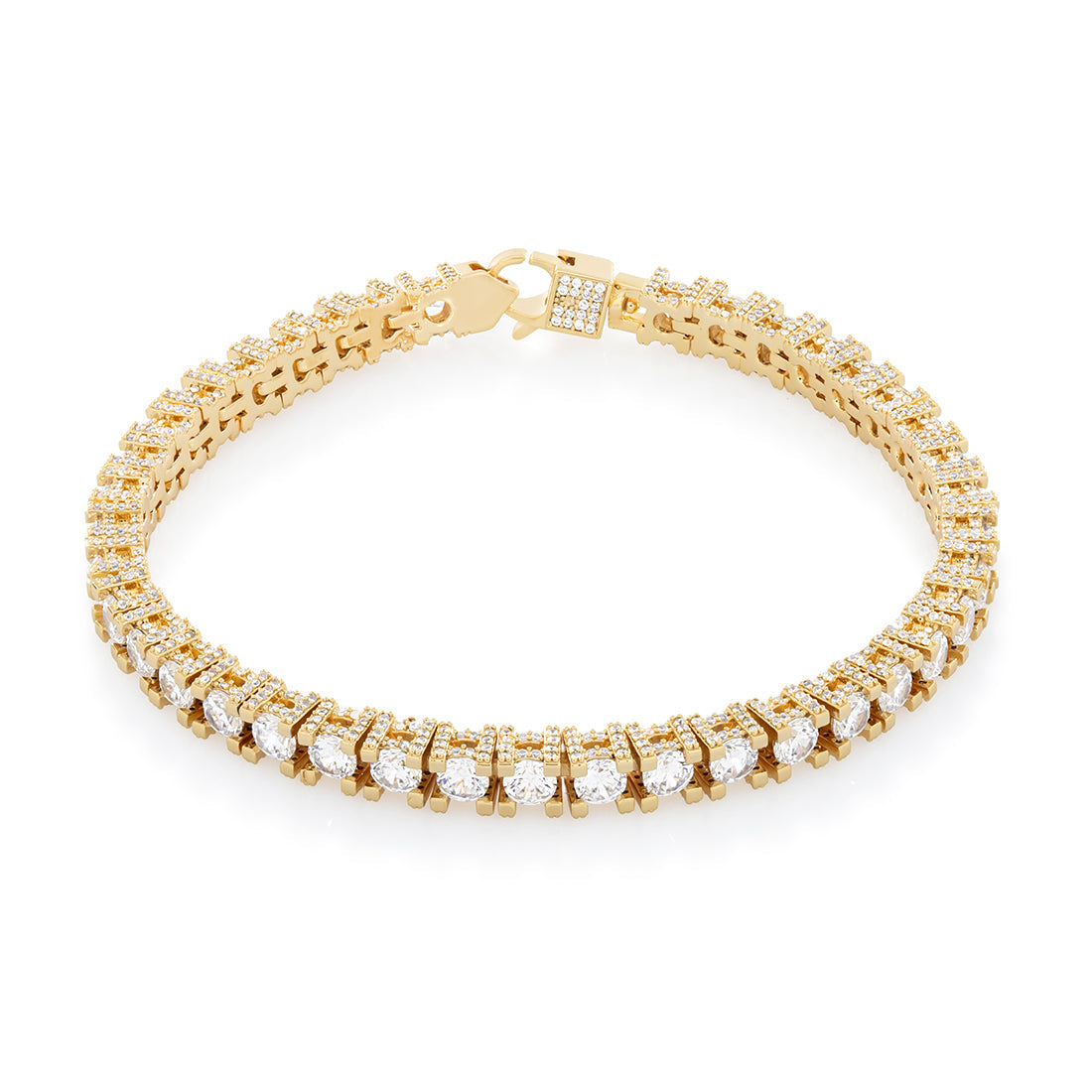 4mm Icy Tennis Bracelet  in  Gold Plated / 14K Gold / 8" by King Ice