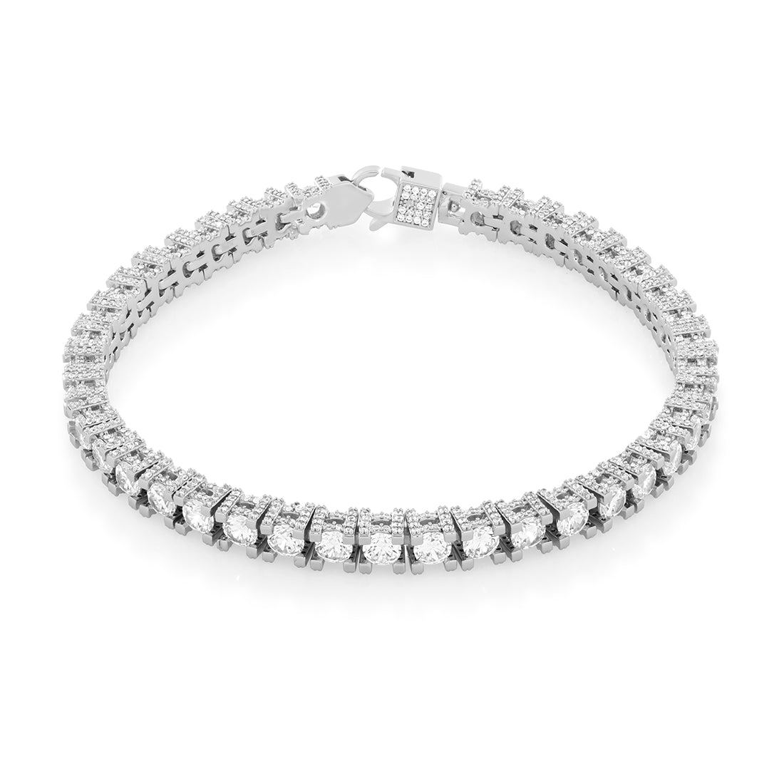 4mm Icy Tennis Bracelet  in  Gold Plated / White Gold / 8" by King Ice