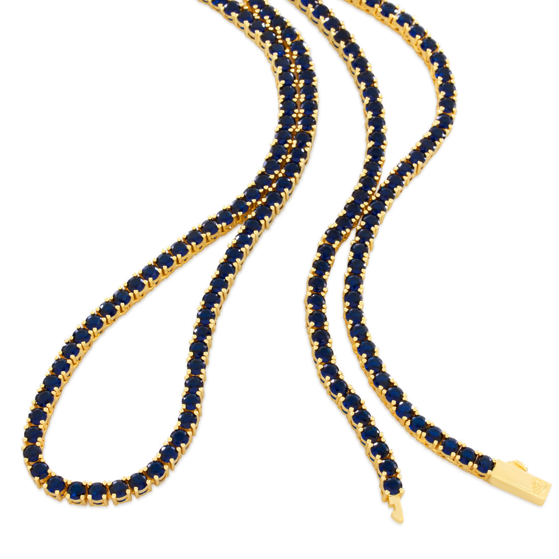 4mm Sapphire Tennis Chain  in  Gold Plated / 14K Gold / 22" by King Ice