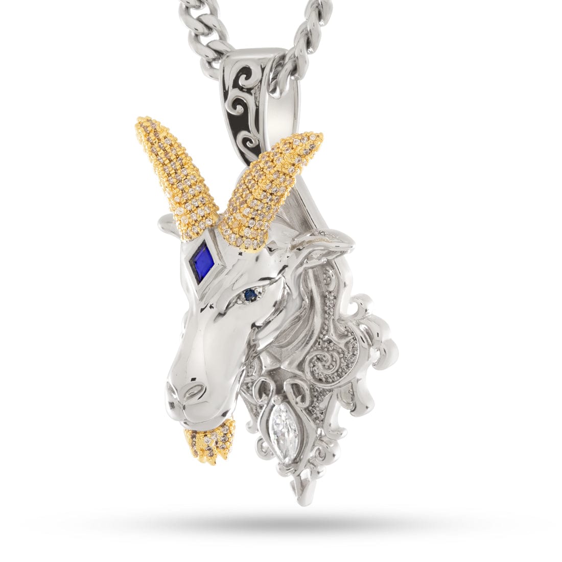 Ajna G.O.A.T. Necklace  in  White Gold / 2.3" by King Ice