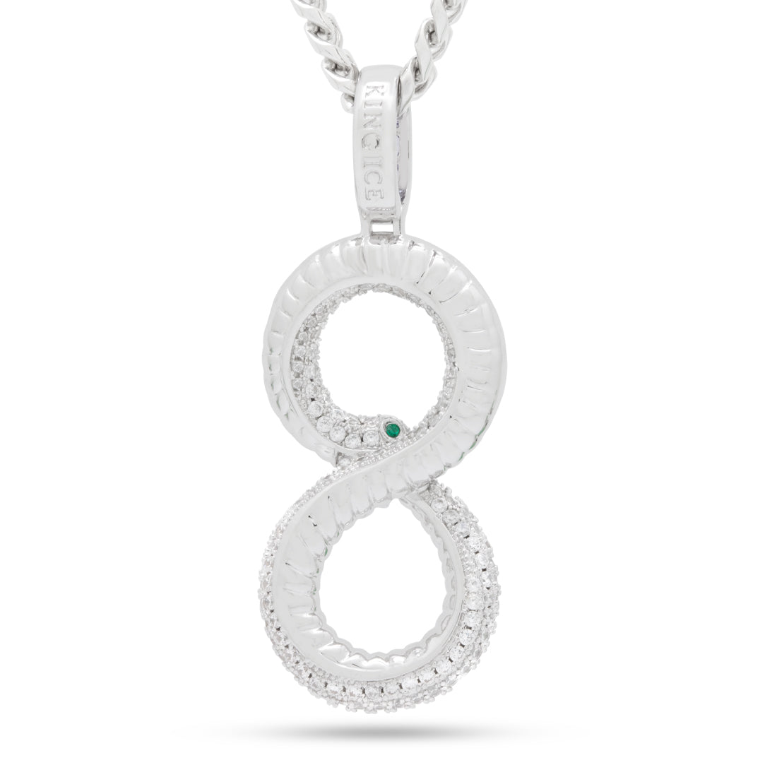 Black Mamba Ouroboros Necklace  in  White Gold / 2.5" by King Ice