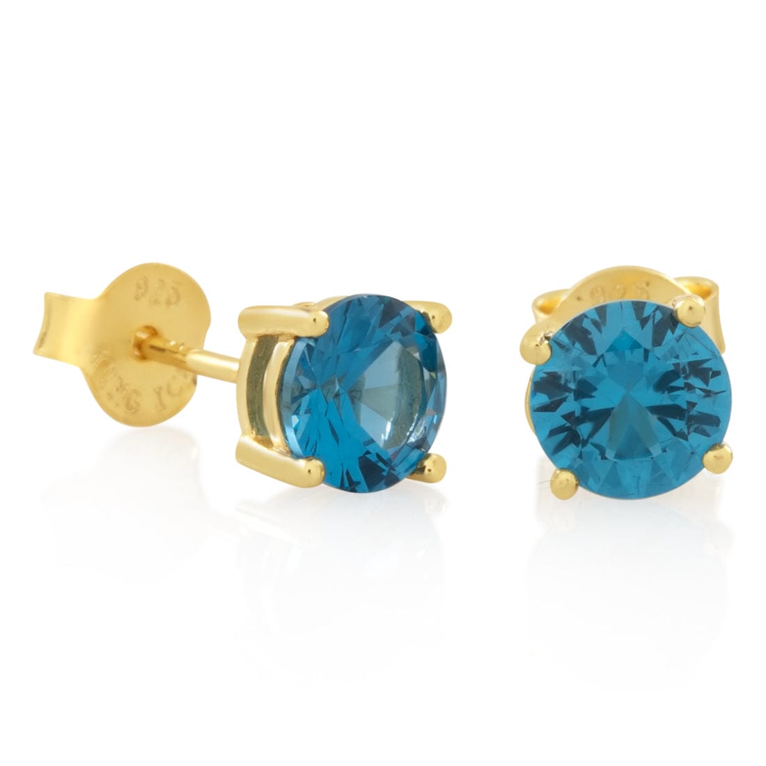 Blue Brilliant-Cut Stud Earrings  in  Sterling Silver / 14K Vermeil / 6mm by King Ice