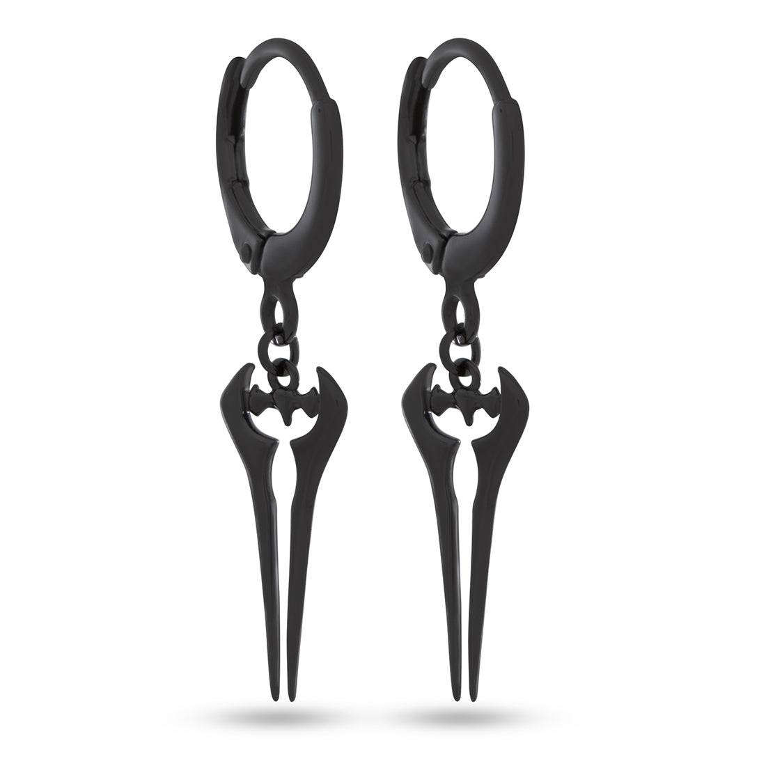 Halo x King Ice - Energy Sword Hanging Earrings  in  Sterling Silver / Black Gold / 1.4" by King Ice