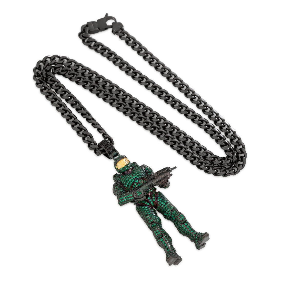 Halo x King Ice - Mark VI Master Chief Necklace  in  Black Gold / 2.8" by King Ice