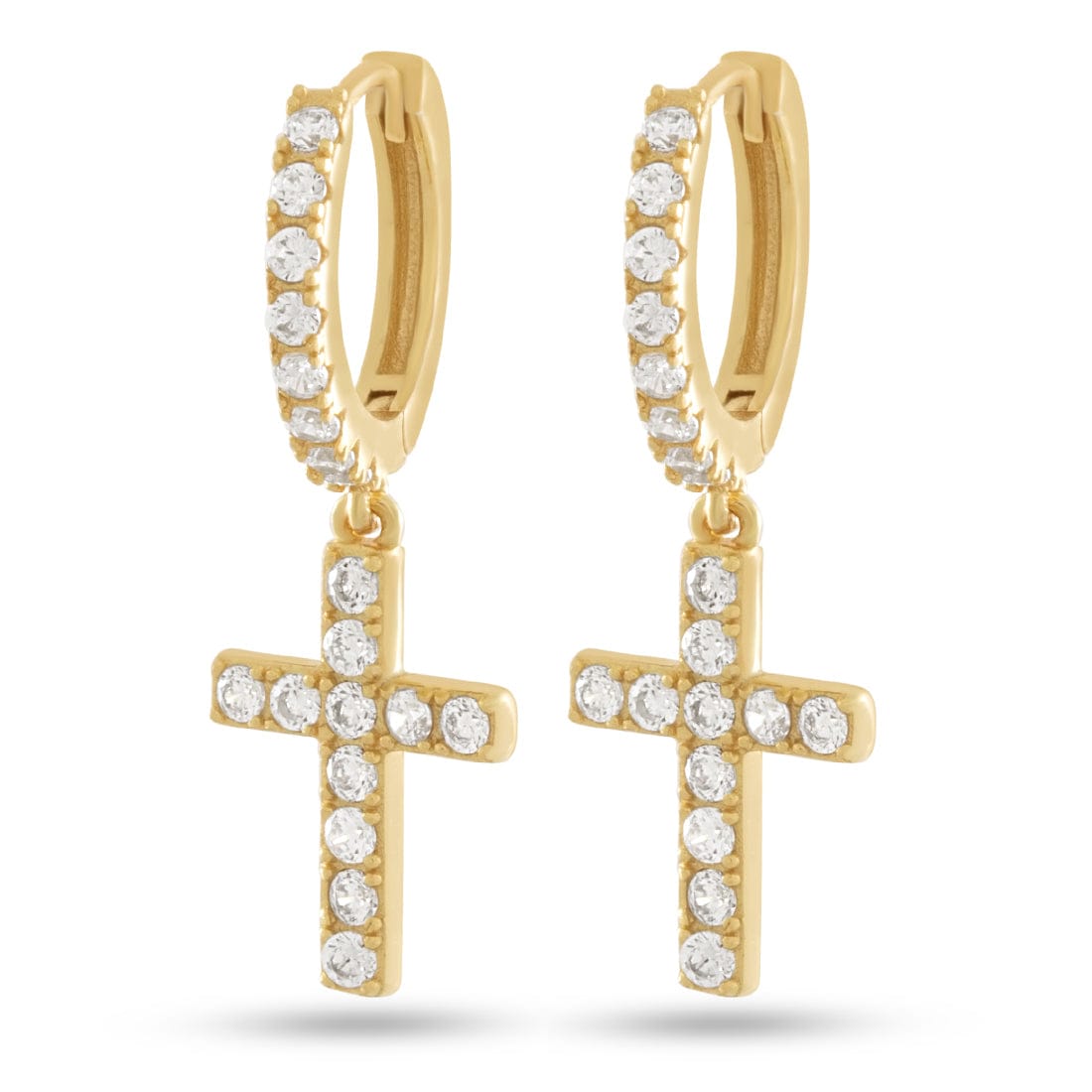 Cross of Centrality Earrings  in  14K Gold / 1.1" by King Ice