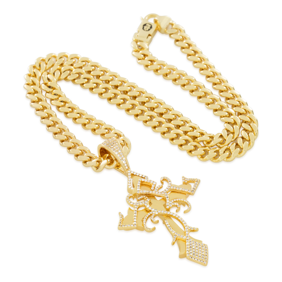 Designed by Mike Zombie - All I Cross is Chainz Necklace  in  Gold Plated / 14K Gold / 3" by King Ice