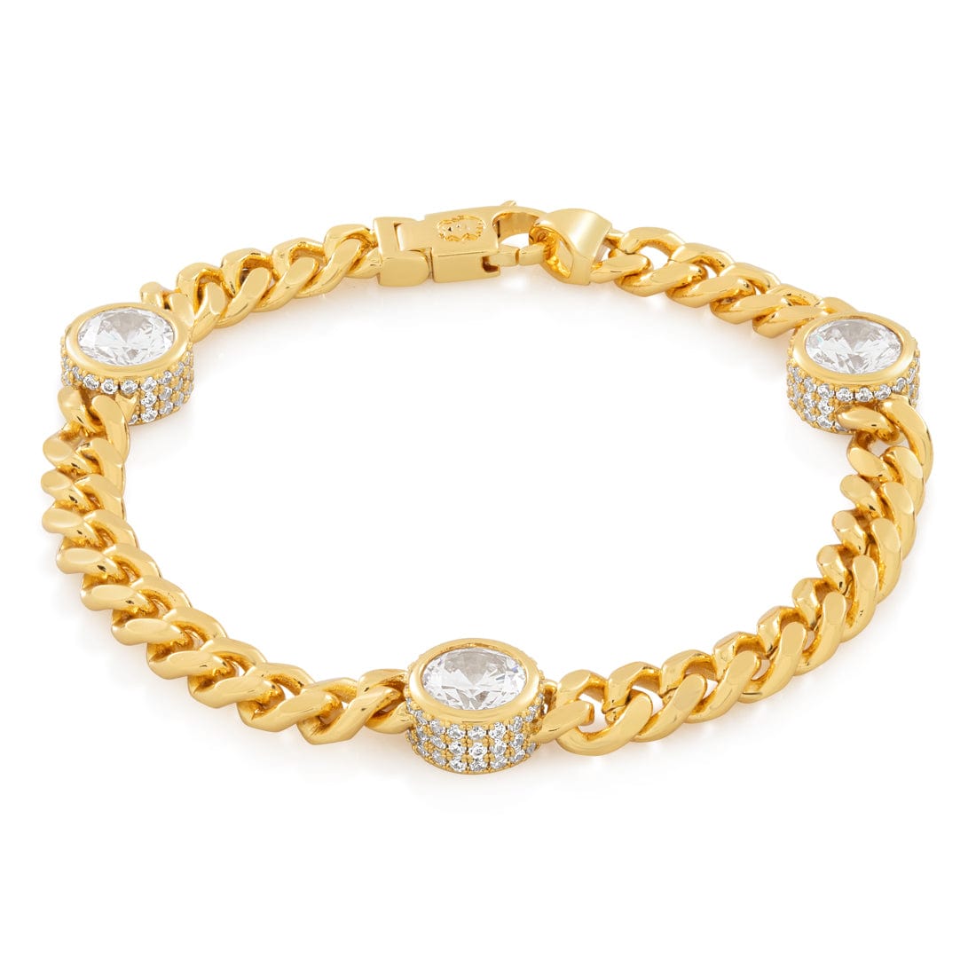 Diamonds by the Yard Bracelet  in  Gold Plated / 14K Gold / 8" by King Ice