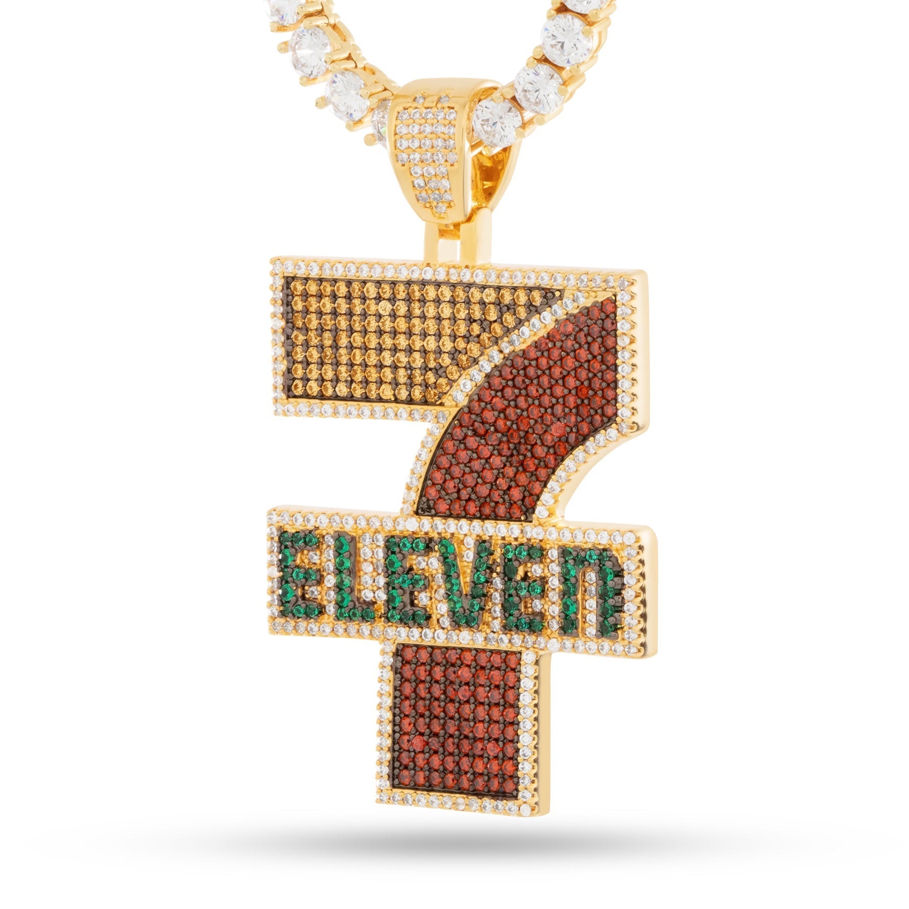 Slurpee® x King Ice - Iced 7-Eleven® Logo Necklace  in  14K Gold / 2.2" by King Ice