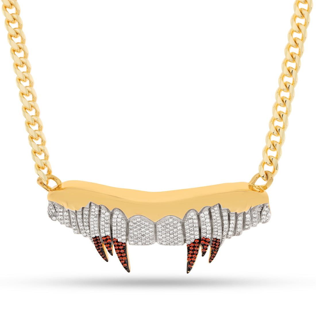 LE Vamp Fangs Necklace  in  14K Gold / 1" by King Ice