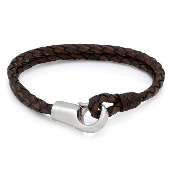 Onyx Hook Bracelet by MARZ  in  Leather / Brown / 8.5" by King Ice