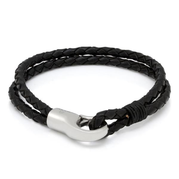 Onyx Hook Bracelet by MARZ  in  Leather / Black / 8.5" by King Ice