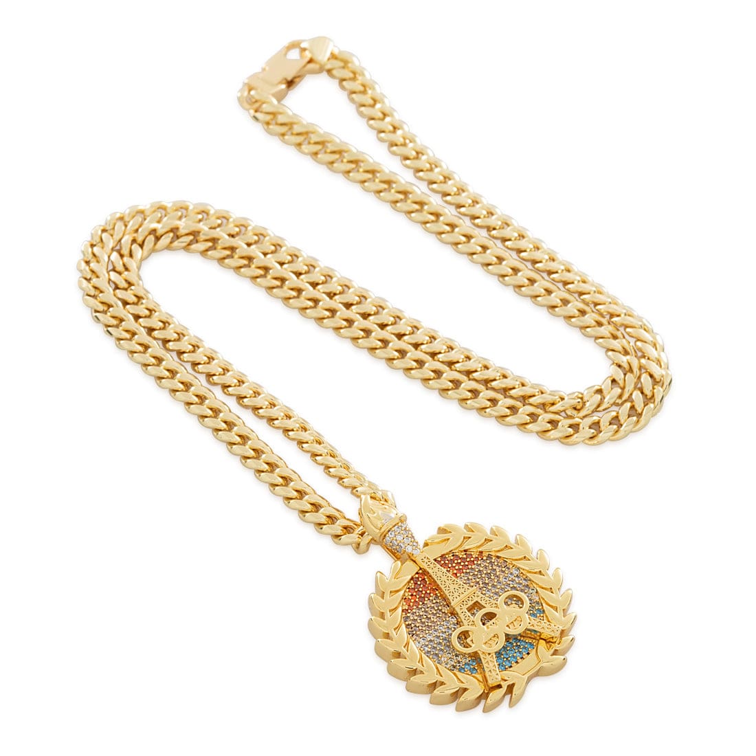 Paris '24 Commemorative Gold Medal Necklace  in  14K Gold / 1.6" by King Ice