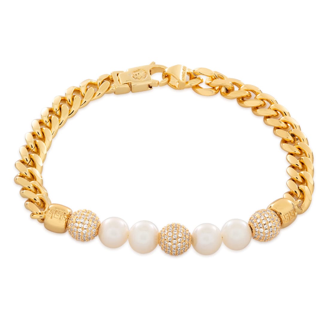 Pearl of Wisdom Bracelet  in  Gold Plated / 14K Gold / 8" by King Ice