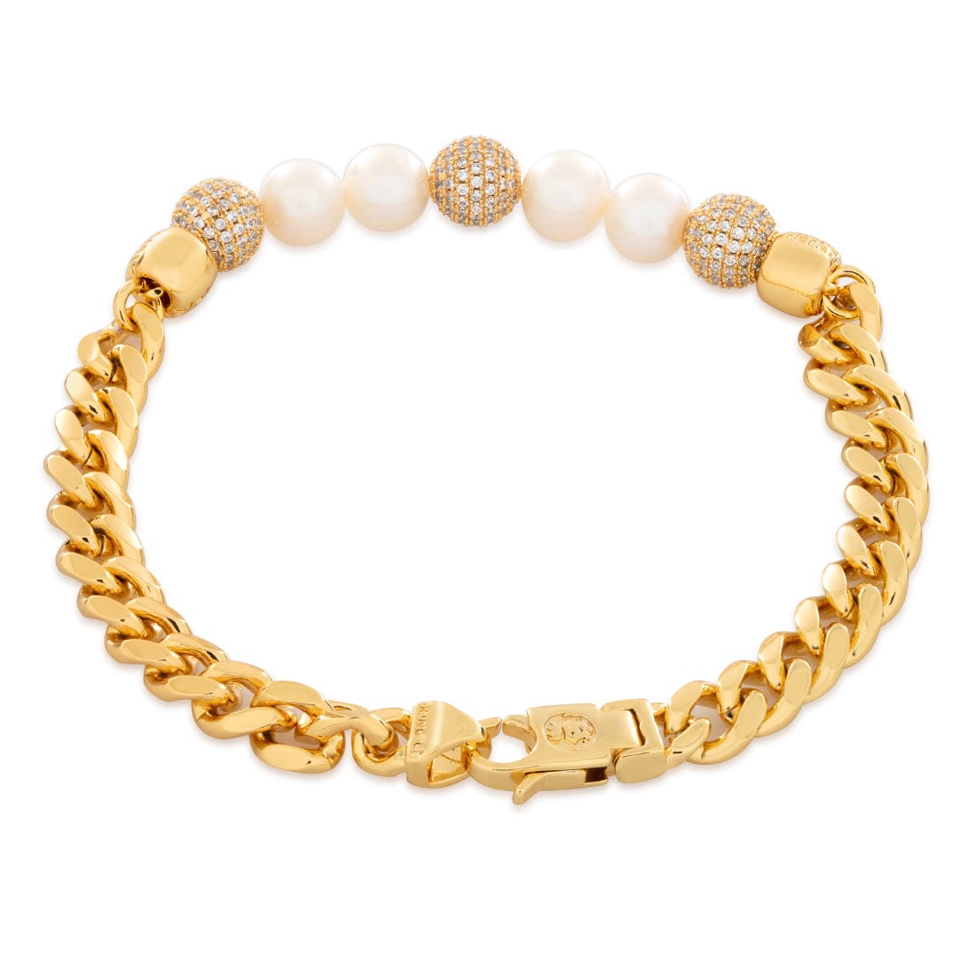 Pearl of Wisdom Bracelet  in  Gold Plated / 14K Gold / 8" by King Ice