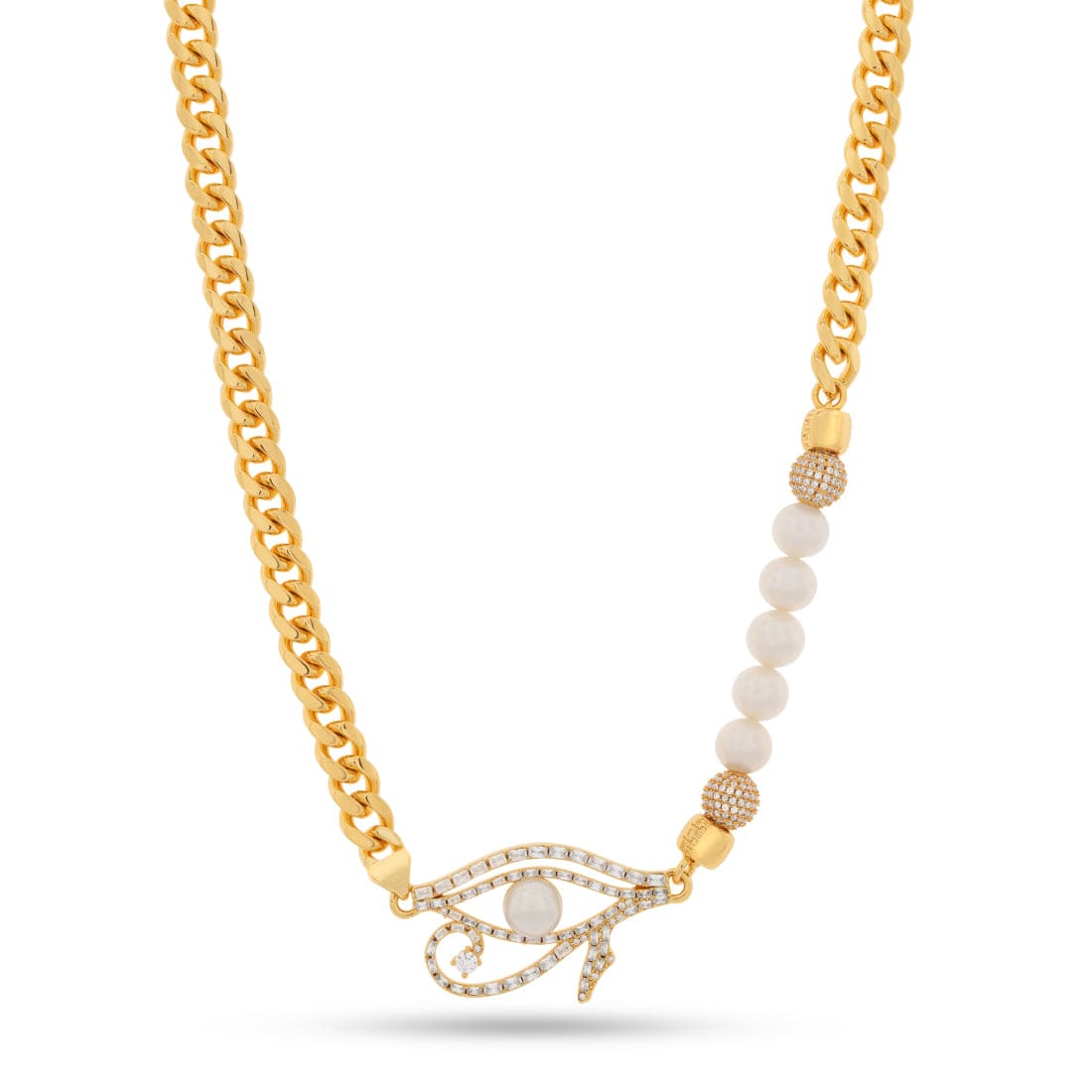 Pearl of Wisdom Eye of Ra Chain  in  Gold Plated / 14K Gold / 20" by King Ice