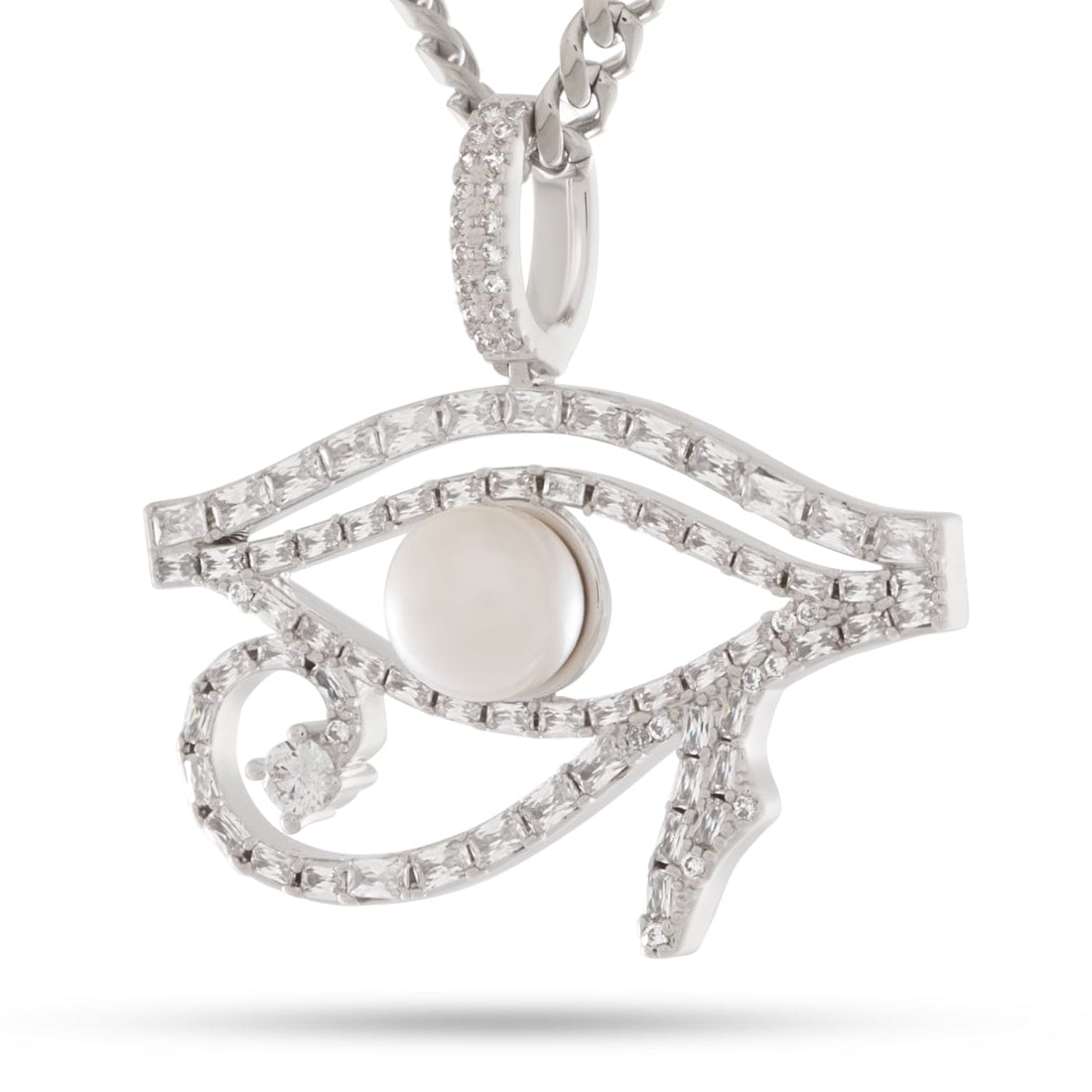 Pearl of Wisdom Eye of Ra Necklace  in  White Gold by King Ice