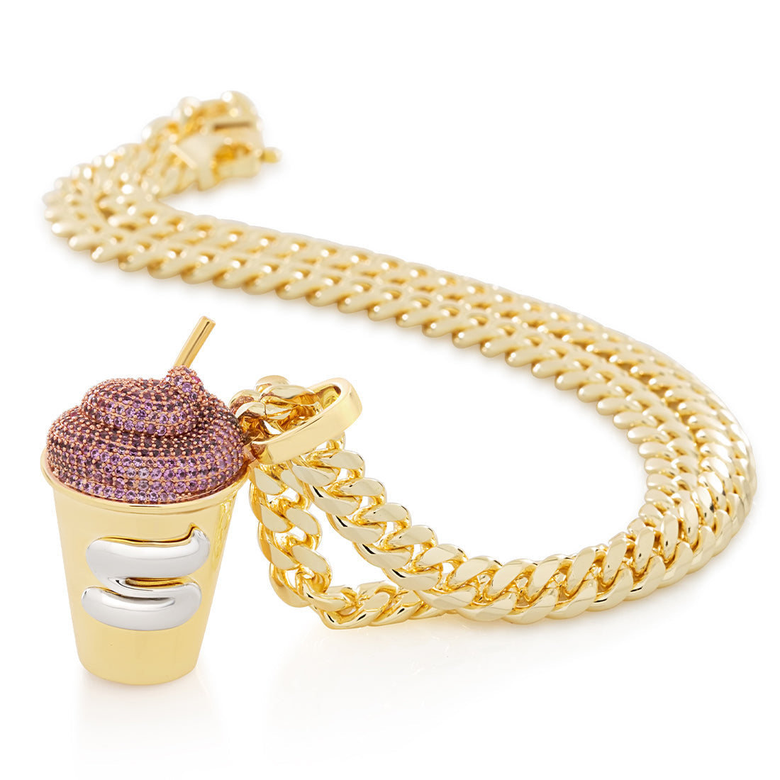 Slurpee® x King Ice - Pink Slurpee® Necklace  in  14K Gold / 1.8" by King Ice