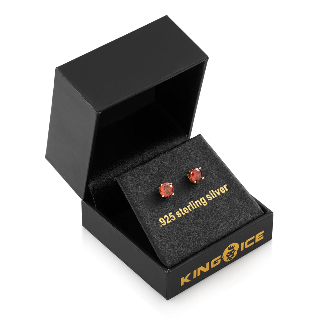 Red Brilliant-Cut Stud Earrings  in  by King Ice