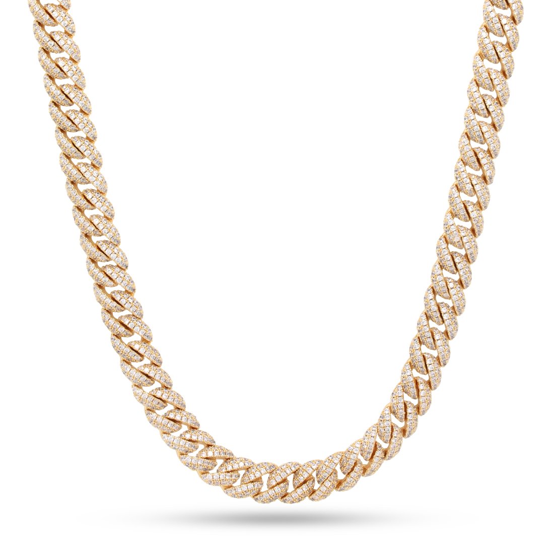 10mm Iced Miami Cuban Link Chain  in  Gold Plated / 14K Gold / 18" by King Ice