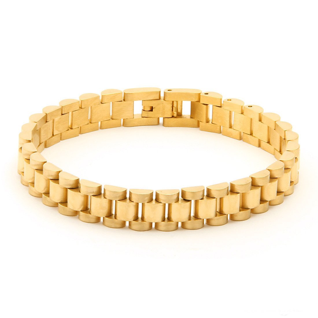 10mm Rollie Link Bracelet  in  14K Gold / 8.5" by King Ice