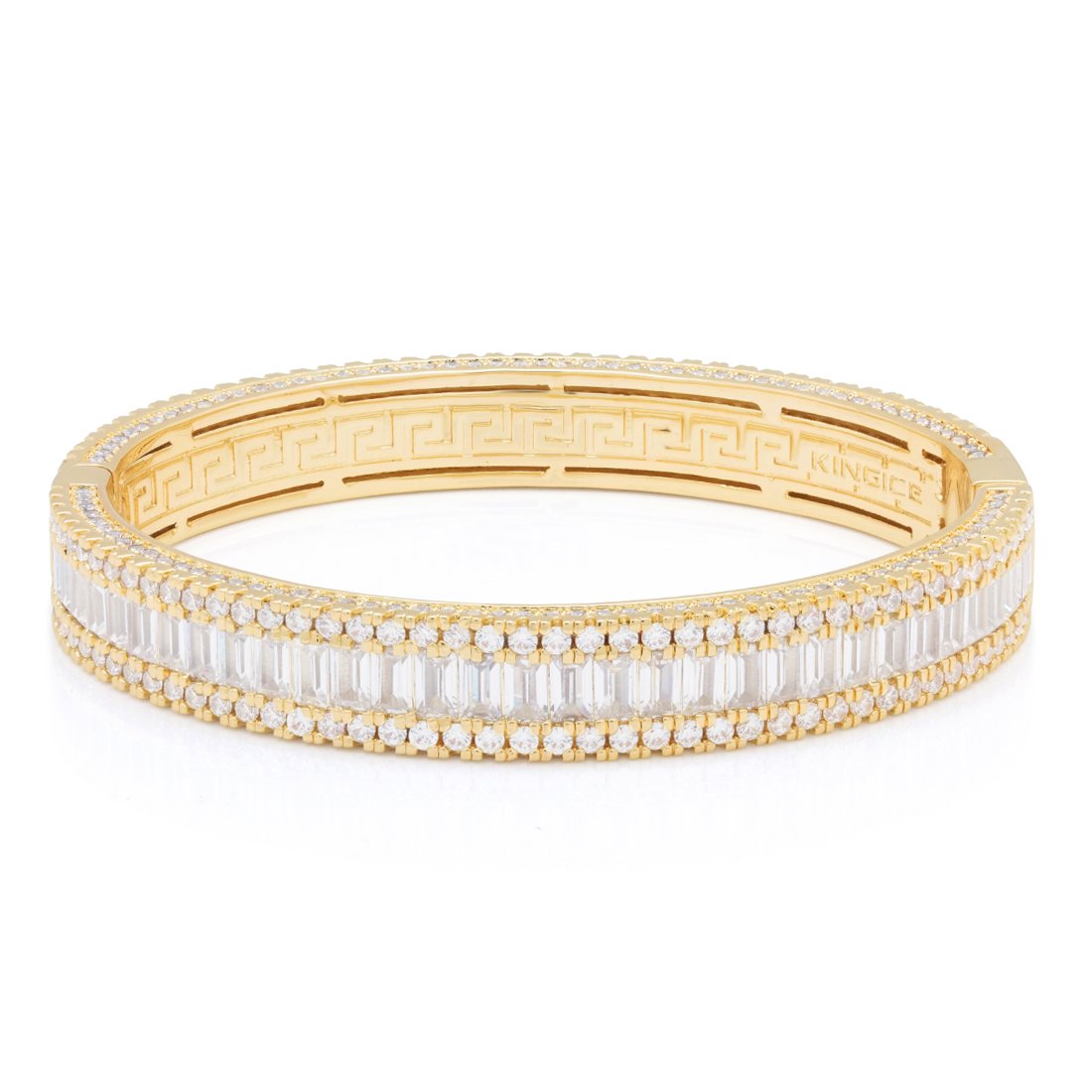 11mm Baguette-Cut Bangle Bracelet  in  14K Gold / 8" by King Ice