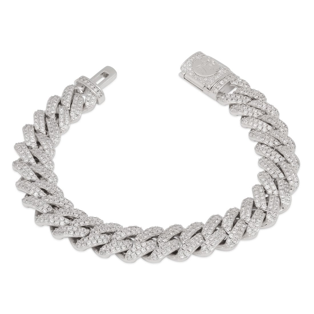 12mm Iced Diamond Cut Miami Cuban Link Bracelet  in  White Gold / 7" by King Ice