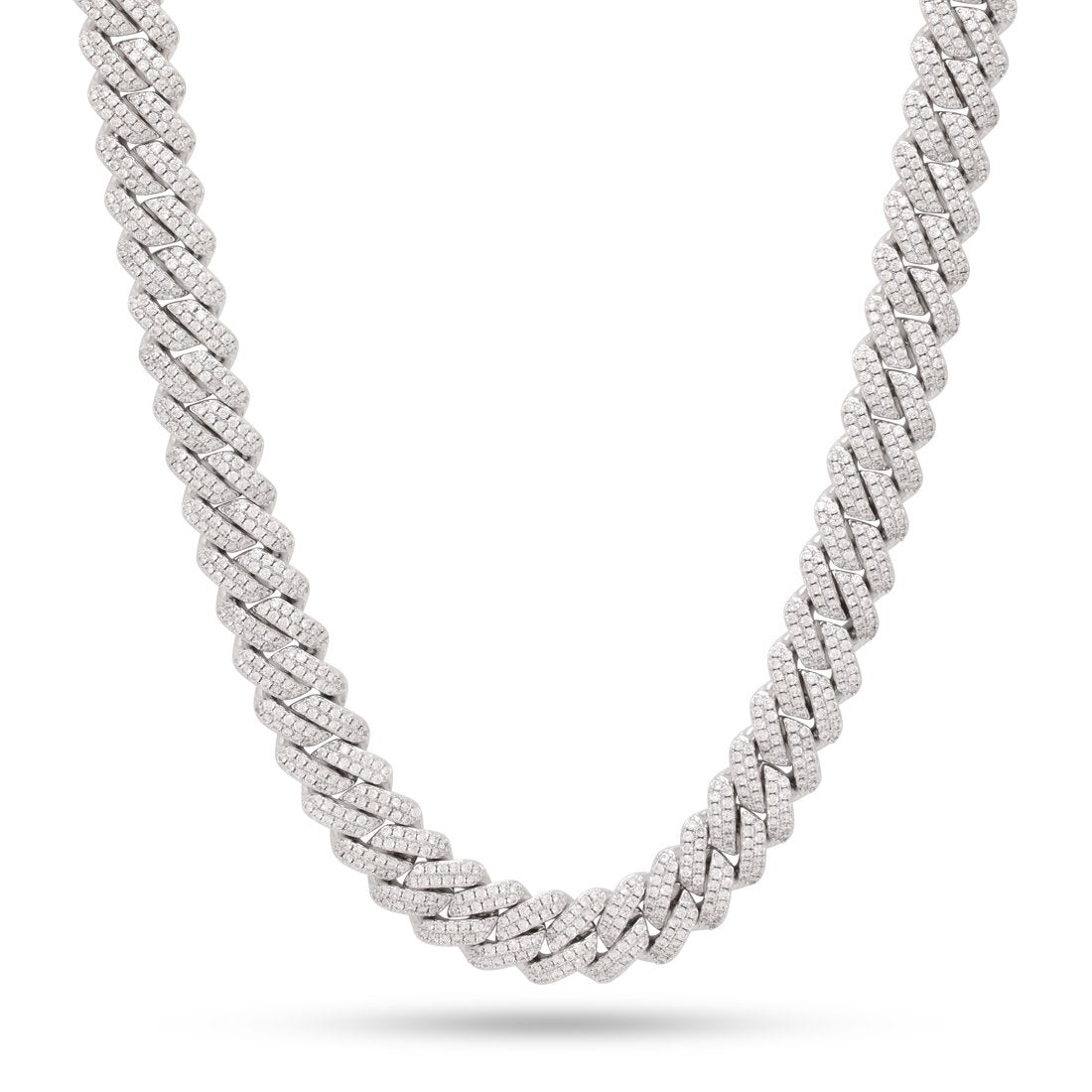 12mm Iced Diamond Cut Miami Cuban Link Chain  in  Gold Plated / White Gold / 18" by King Ice