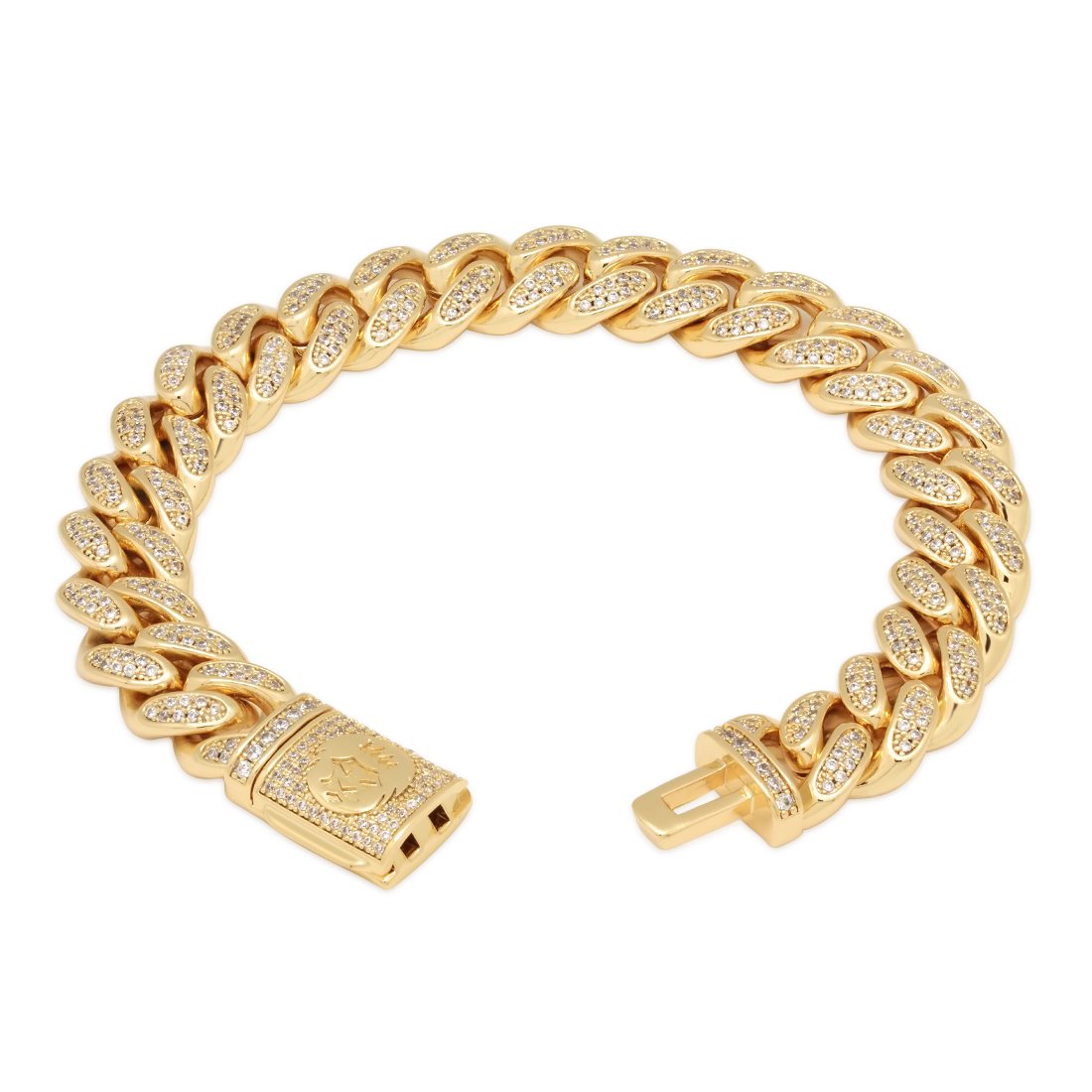 12mm Iced Miami Cuban Link Bracelet  in  by King Ice