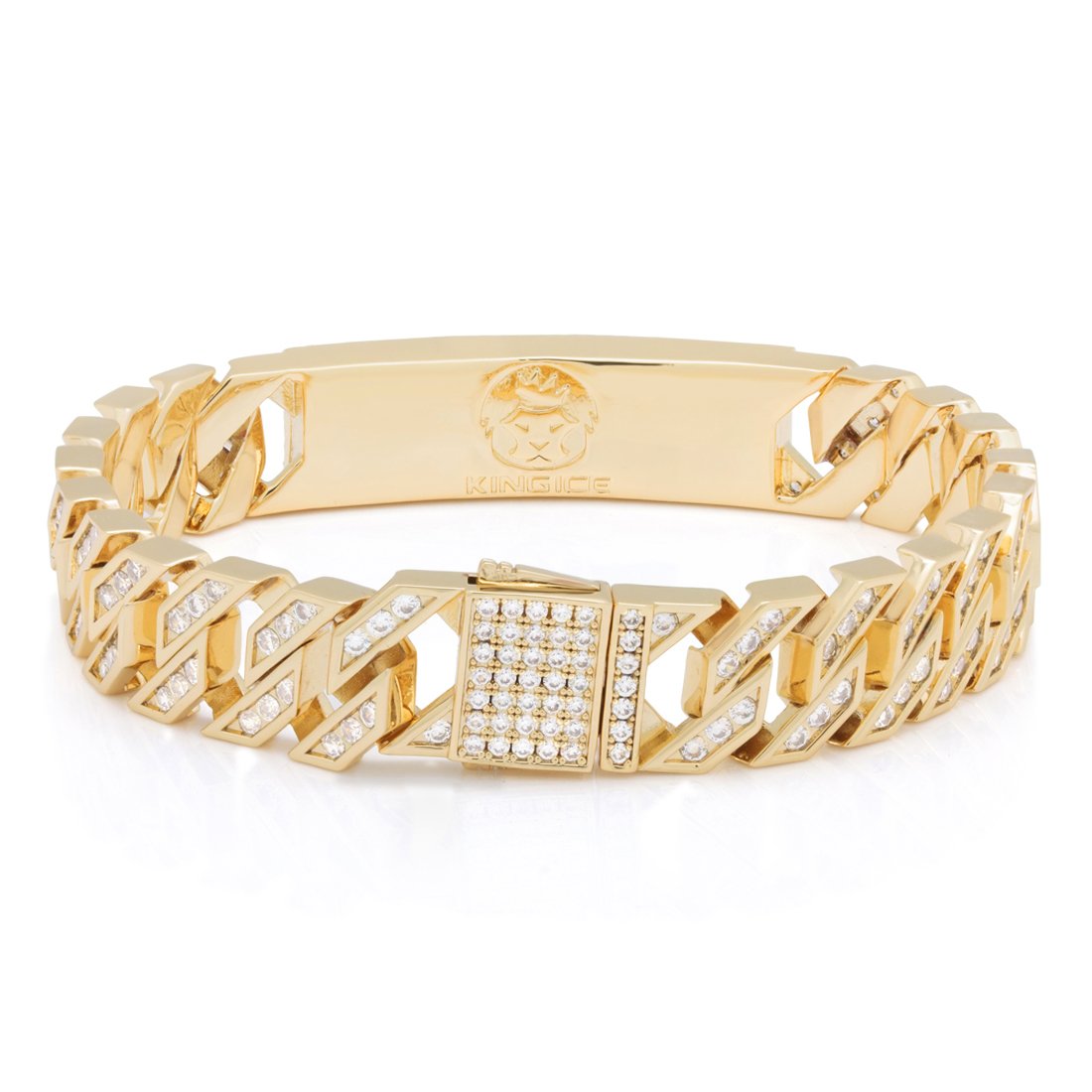 12mm Iced Miami Cuban Link ID Bracelet  in  by King Ice