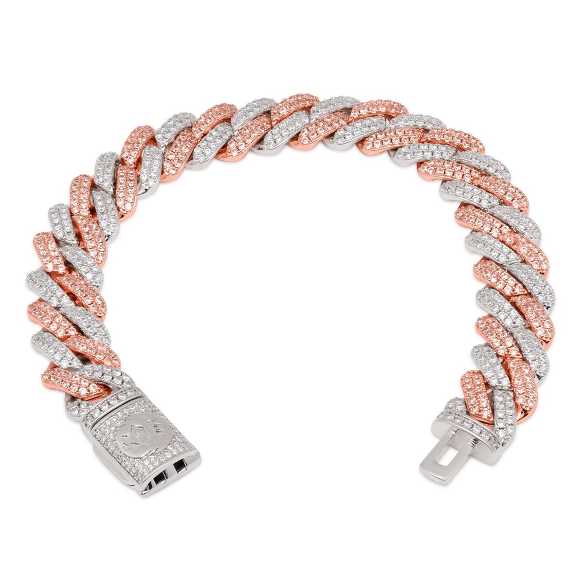 12mm Rose Gold Iced Diamond-Cut Miami Cuban Link Bracelet  in  by King Ice