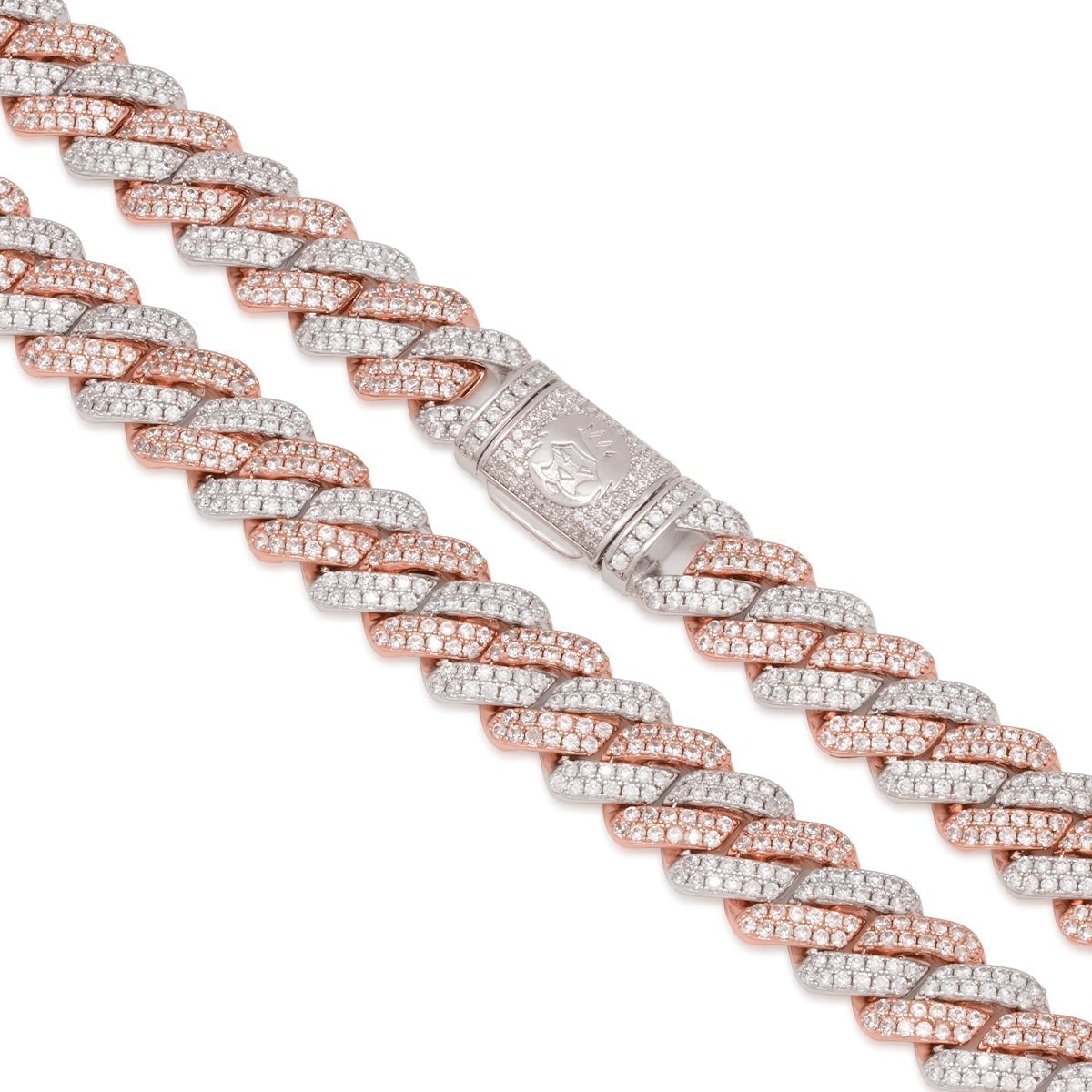 12mm Rose Gold Iced Diamond-Cut Miami Cuban Link Chain  in  by King Ice