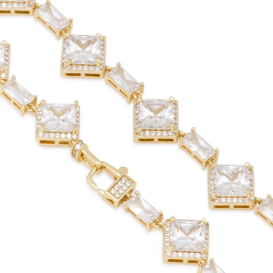 14mm Clustered Princess-Cut Tennis Chain  in  by King Ice