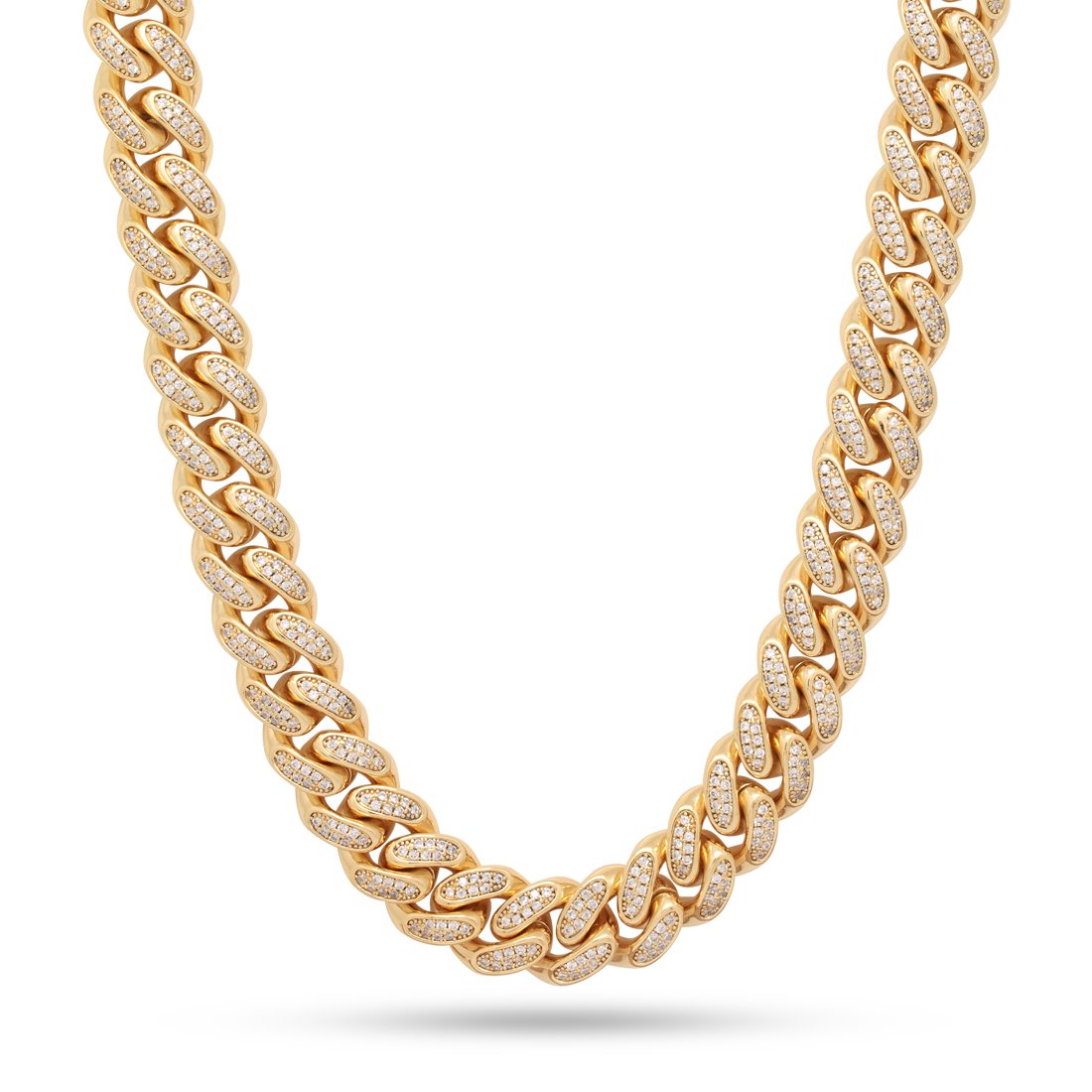 15mm Iced Miami Cuban Link Chain  in  Gold Plated / 14K Gold / 18" by King Ice