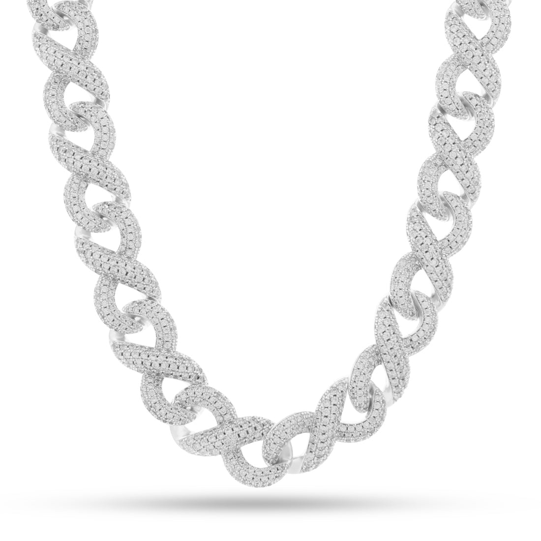 15mm Infinity Link Chain  in  Gold Plated / White Gold / 20" by King Ice