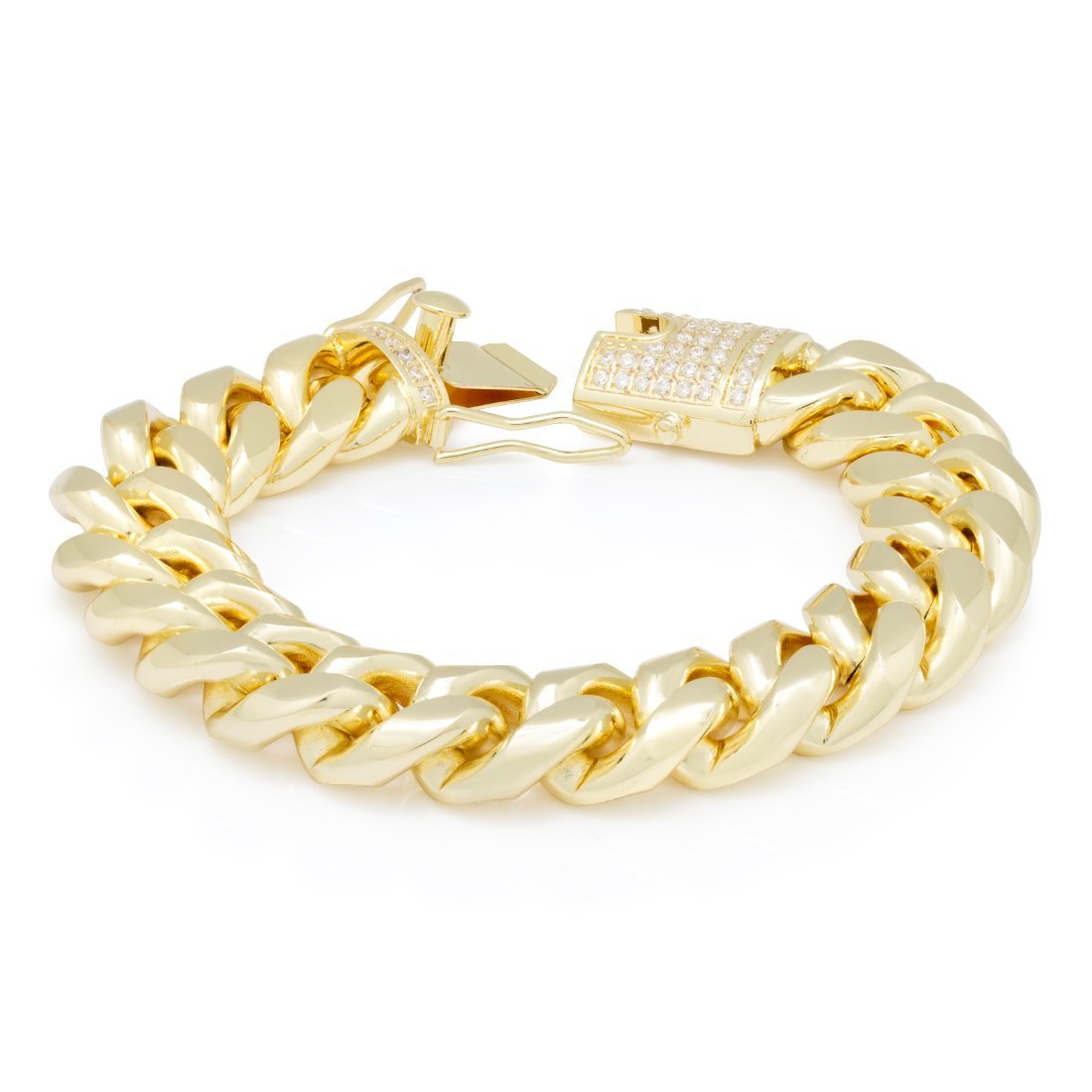 16mm Miami Cuban Link Bracelet  in  Gold Plated / 14K Gold / 8" by King Ice