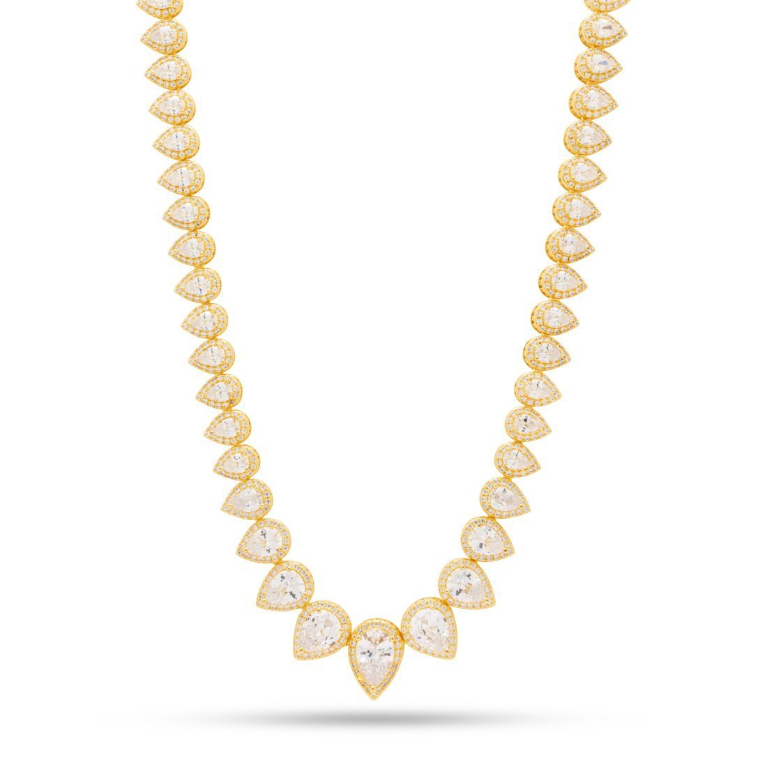 16mm Pear-Cut Tennis Chain  in  Gold Plated / 14K Gold / 18" by King Ice