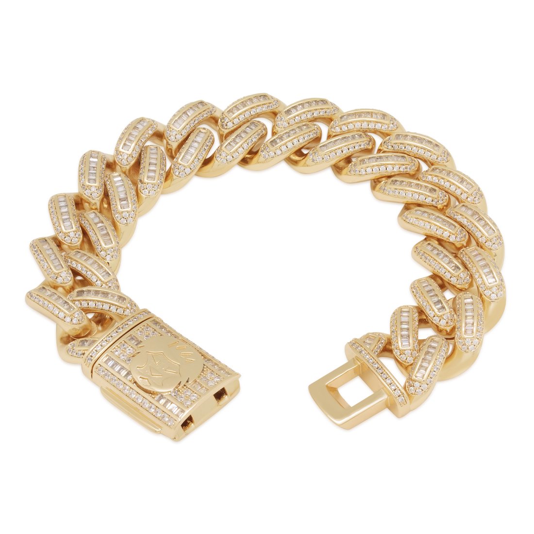 18mm Iced Baguette Miami Cuban Link Bracelet  in  by King Ice