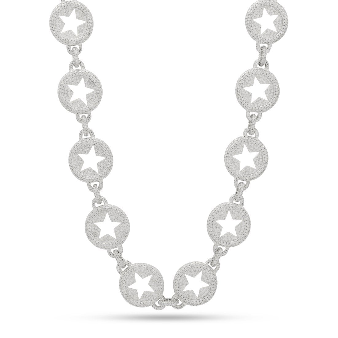 20mm Circled Star Chain  in  Gold Plated / White Gold / 18" by King Ice