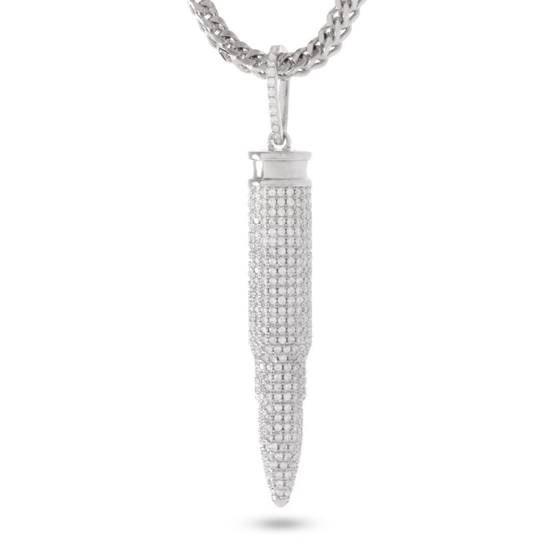 .223 Caliber Bullet Necklace  in  White Gold / 2" by King Ice