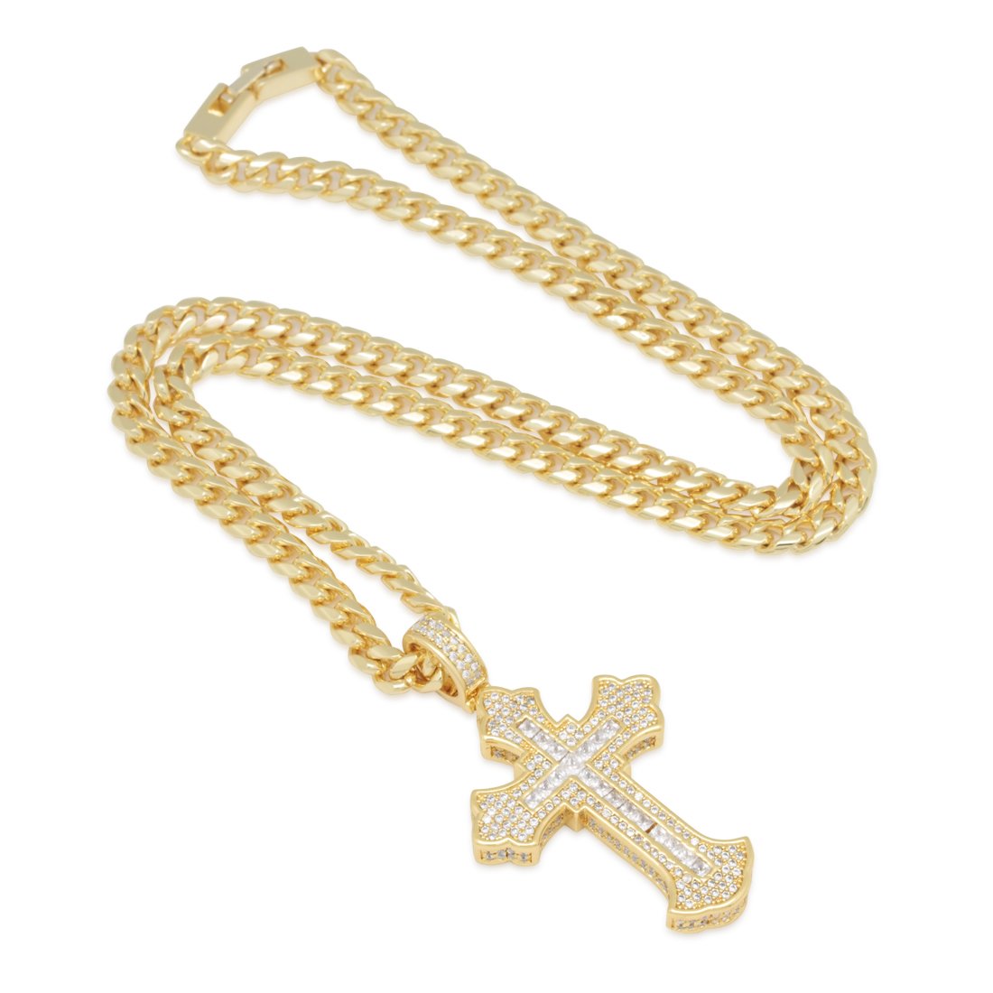 Fleur de Lis Cross Necklace  in  by King Ice