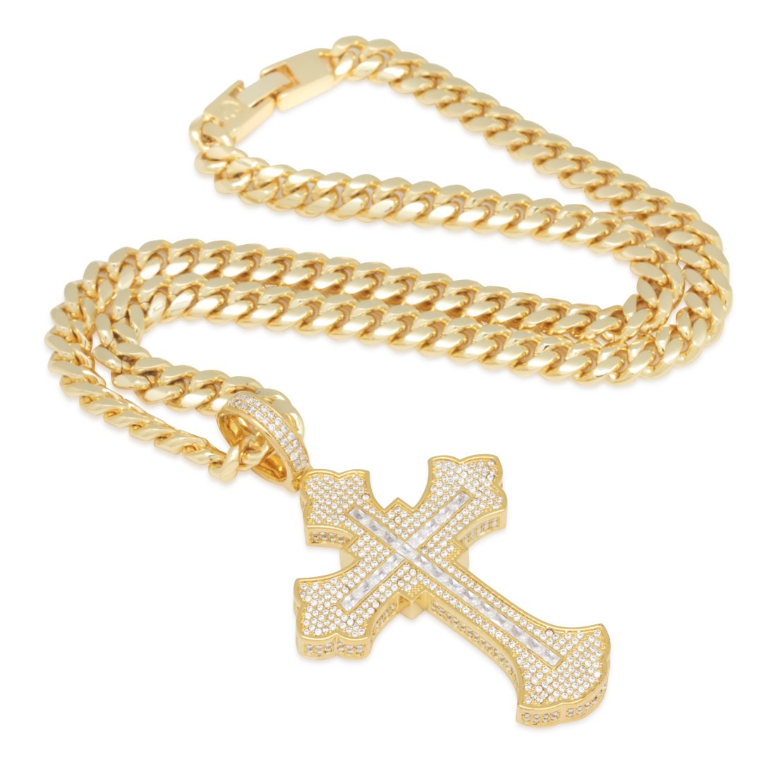 Fleur de Lis Cross Necklace  in  by King Ice