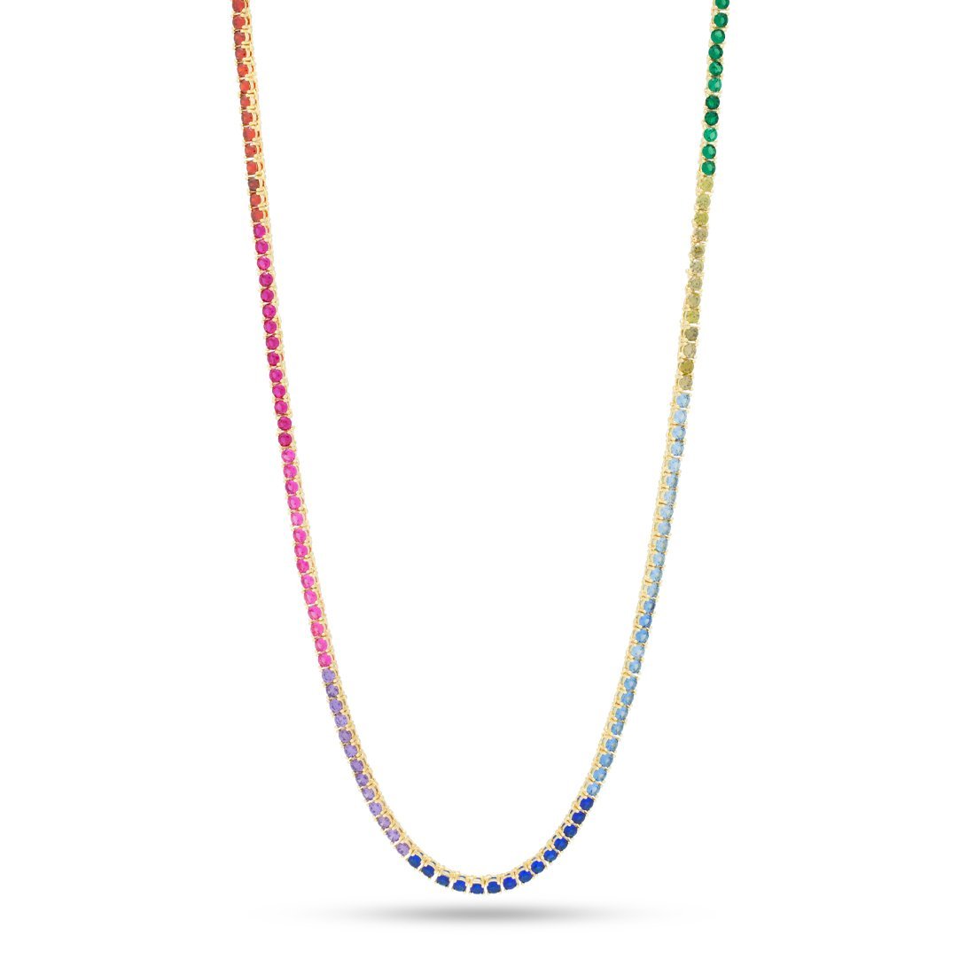 3mm Spectrum Tennis Chain  in  Gold Plated / 14K Gold / 16" by King Ice