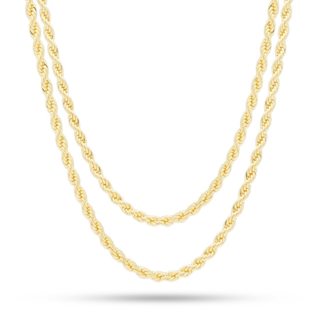 3mm Rope Chain Choker Set  in  Gold Plated / 14K Gold / 18"/20" by King Ice