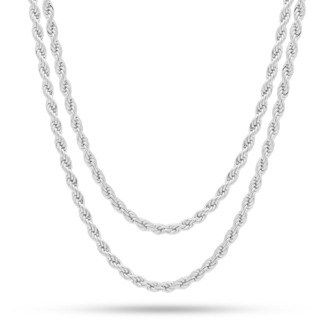 3mm Rope Chain Choker Set  in  Gold Plated / White Gold / 18"/20" by King Ice