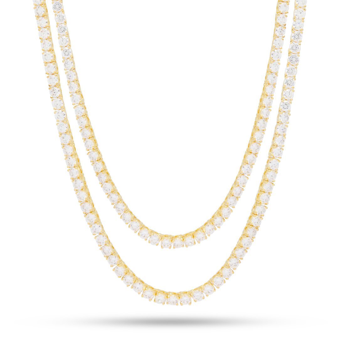 4mm Tennis Chain Choker Set  in  Gold Plated / 14K Gold / 18"/20" by King Ice