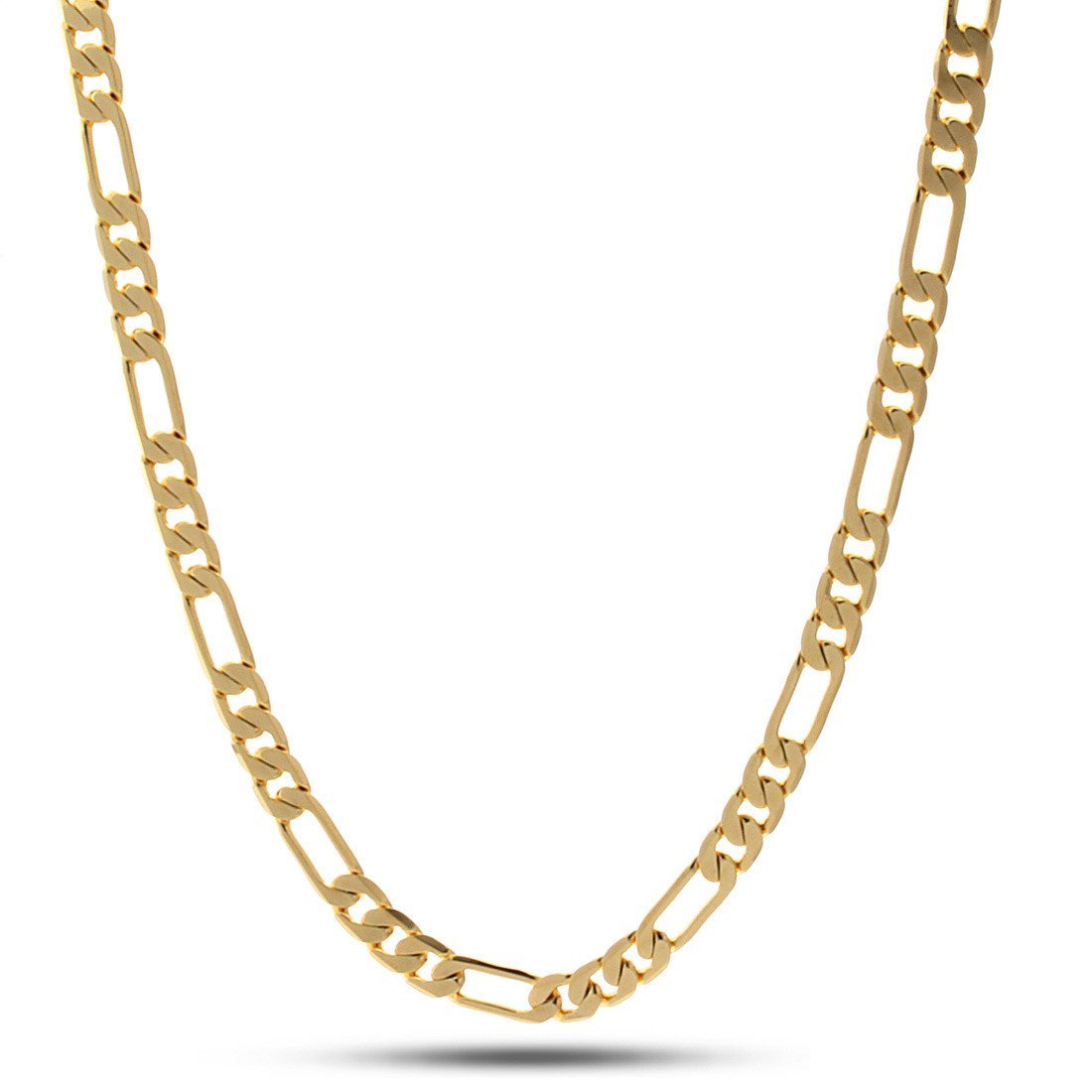 5mm Figaro Chain  in  Gold Plated / 14K Gold / 18" by King Ice