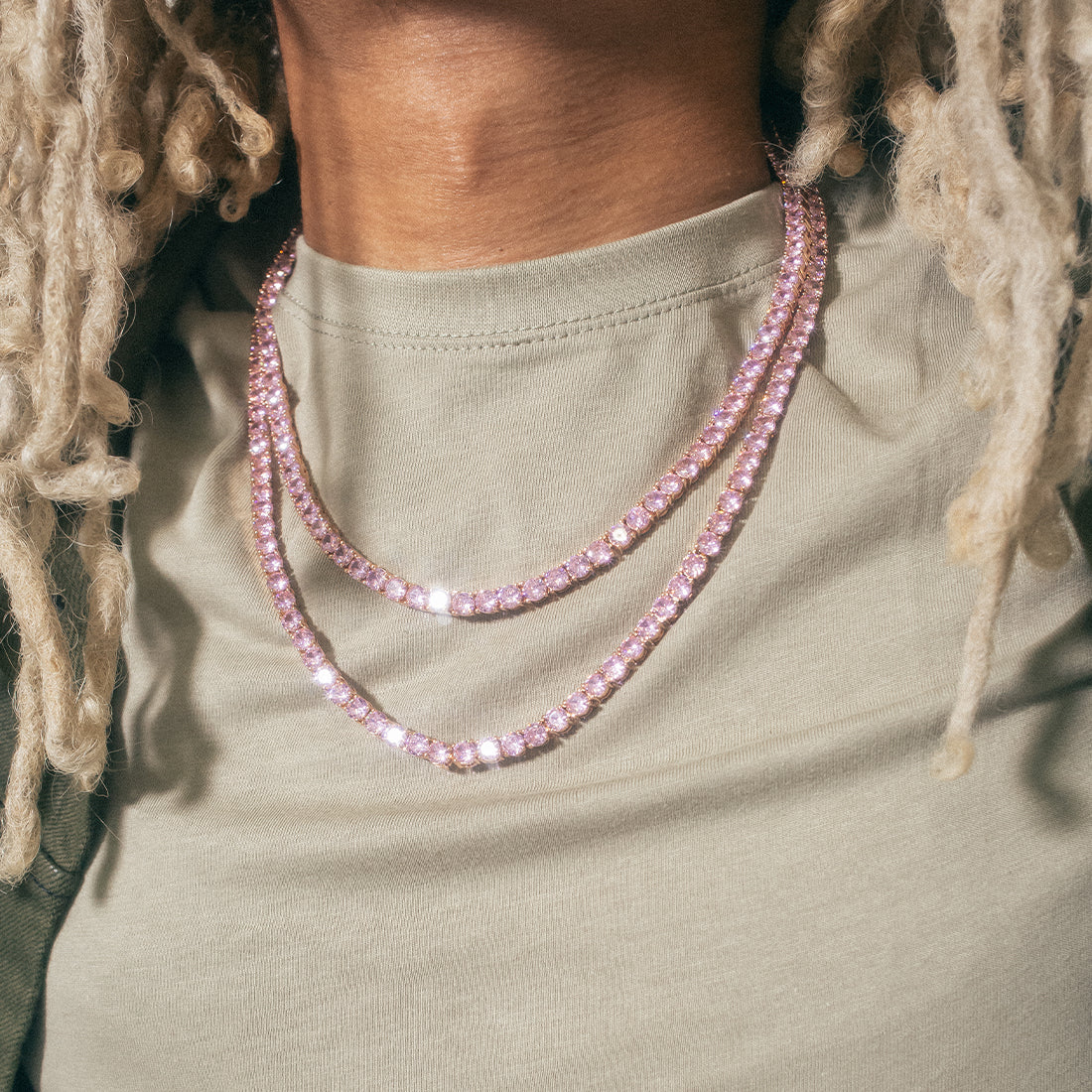 5mm Pink Tennis Chain  in  by King Ice