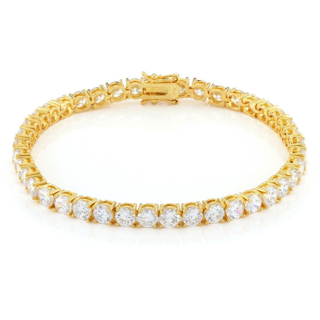 5mm Tennis Bracelet  in  Gold Plated / 14K Gold / 8" by King Ice