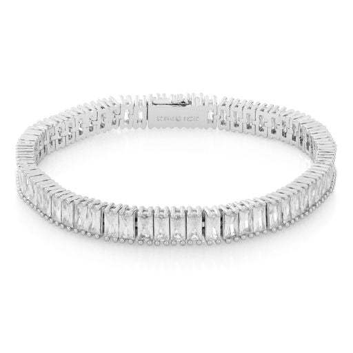 6mm Baguette Tennis Bracelet  in  Gold Plated / White Gold / 8" by King Ice