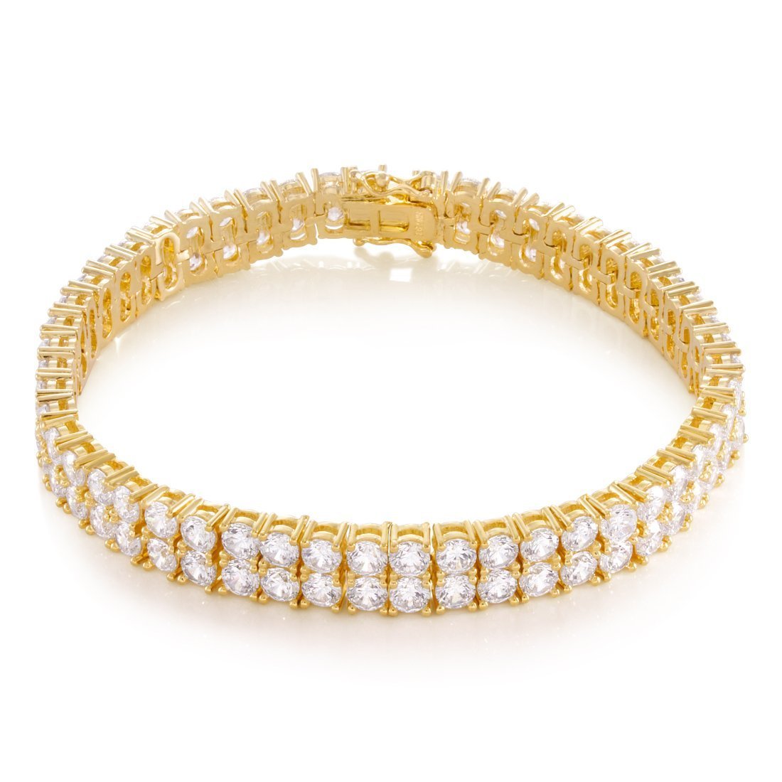 8mm Double-Row Tennis Bracelet  in  14K Gold / 8" by King Ice